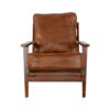 Odel Accent Lounge Chair, Faux Leather, Dark Brown Solid Wood