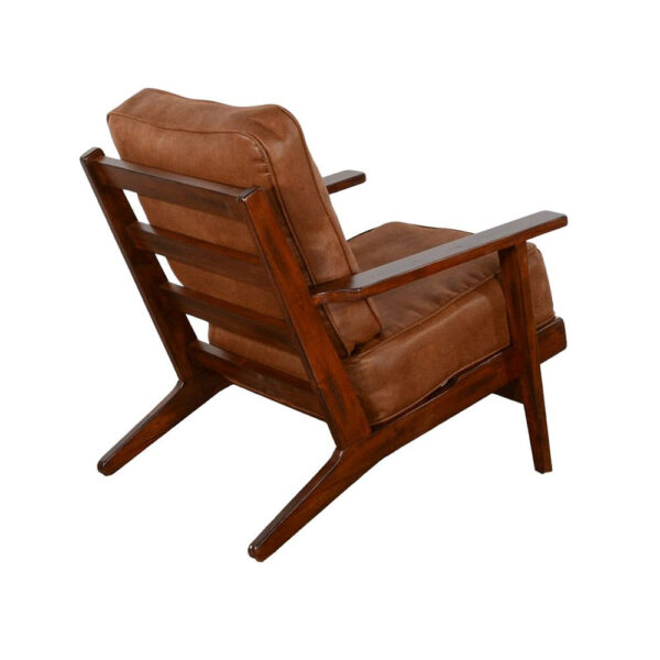 Odel Accent Lounge Chair, Faux Leather, Dark Brown Solid Wood