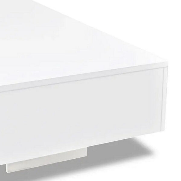 Coffee Table, High Gloss White, 33 Inch Rectangular Modern Platform