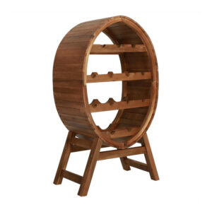 150220266991f890b8f83.jpeg Oval Wine Rack, 13 Bottles, 35 Inch Tall Brown Solid Acacia Wood Frame