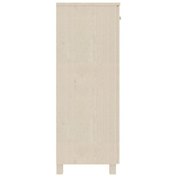 Shoe Cabinet, 2 Slatted Doors, Honey Brown Solid Pine Wood, 33x16x42In