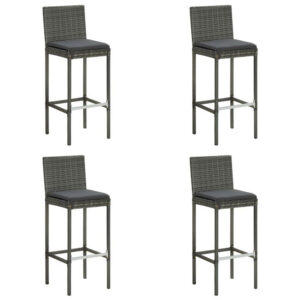 150220266991f910c2b6a.jpeg 4pc Outdoor Patio Barstool Chair with Cushions, Gray Woven Poly Rattan