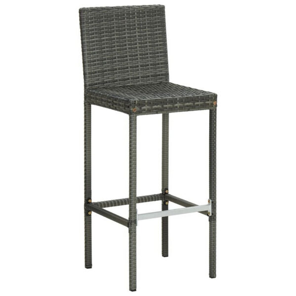 4pc Outdoor Patio Barstool Chair with Cushions, Gray Woven Poly Rattan