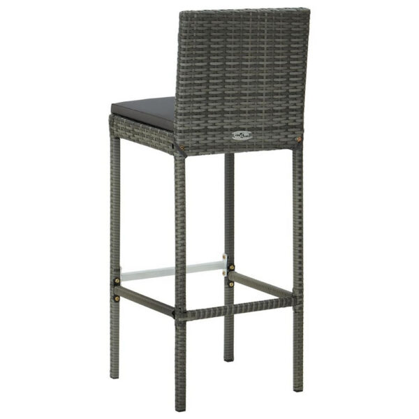 4pc Outdoor Patio Barstool Chair with Cushions, Gray Woven Poly Rattan