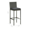 4pc Outdoor Patio Barstool Chair with Cushions, Gray Woven Poly Rattan