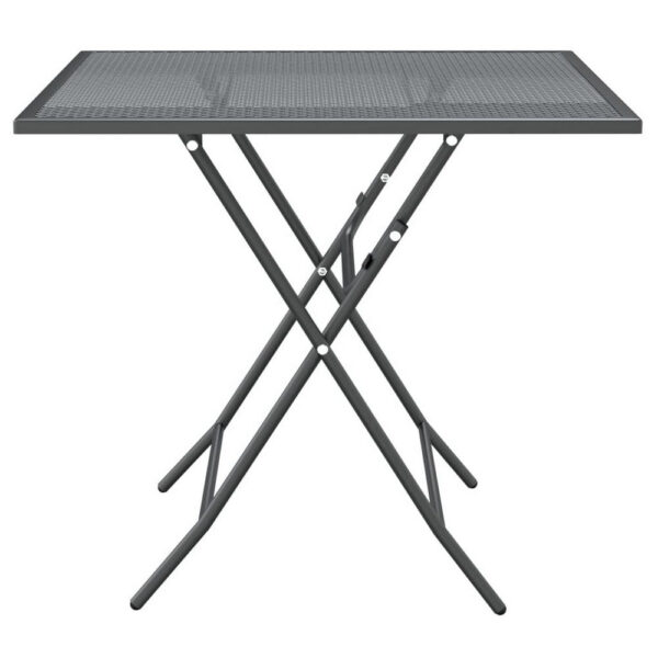 Zofi Outdoor Foldable Patio Table, 32 Inch Square, Gray Mesh Metal