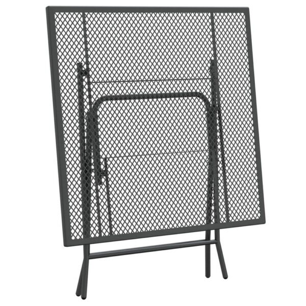 Zofi Outdoor Foldable Patio Table, 32 Inch Square, Gray Mesh Metal