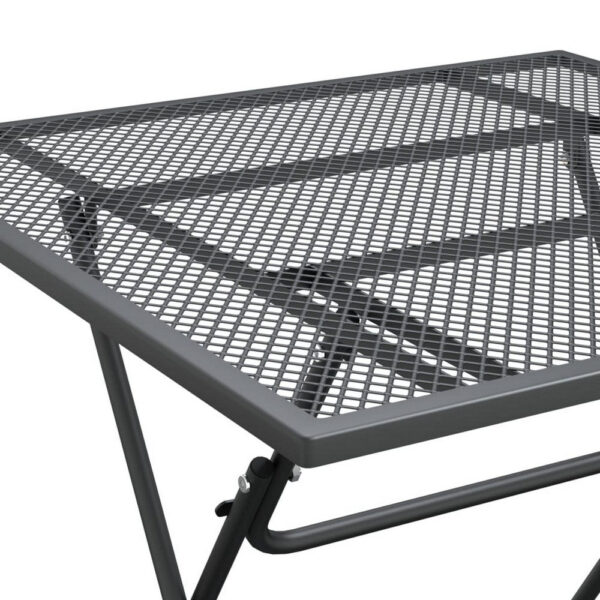 Zofi Outdoor Foldable Patio Table, 32 Inch Square, Gray Mesh Metal