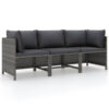 Ley 3pc Outdoor Modular Sofa Set, Dark Gray Polyester, Poly Rattan