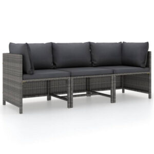 150220266991f92ebc928.jpeg Ley 3pc Outdoor Modular Sofa Set, Dark Gray Polyester, Poly Rattan