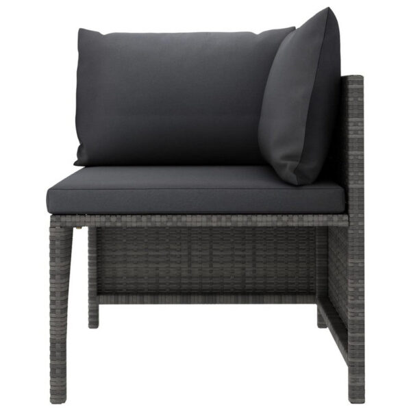 Ley 3pc Outdoor Modular Sofa Set, Dark Gray Polyester, Poly Rattan
