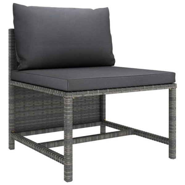 Ley 3pc Outdoor Modular Sofa Set, Dark Gray Polyester, Poly Rattan