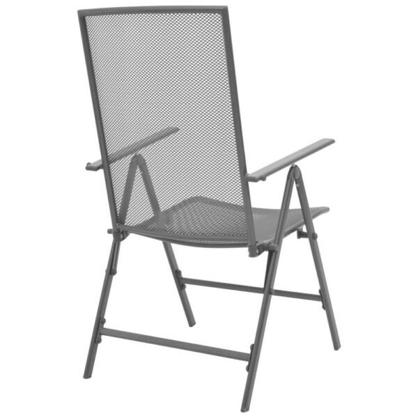 Outdoor Stackable Reclining Chair Set of 2, Dark Gray Mesh Steel Frame