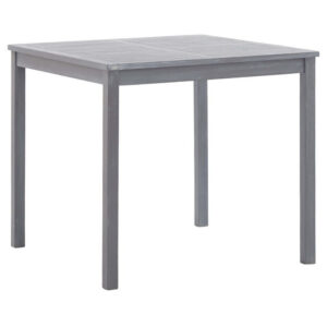 Outdoor Side End Table, 32 Inch Square Slatted Top, Sanded Gray Finish