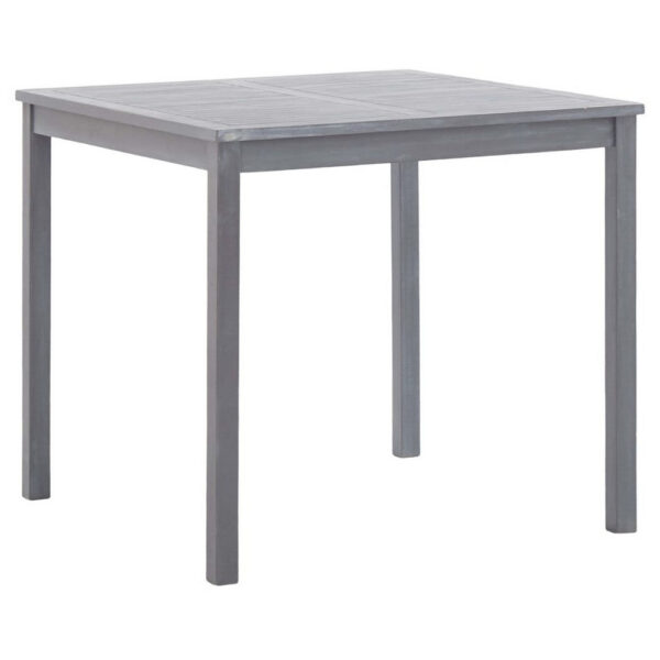 Outdoor Side End Table, 32 Inch Square Slatted Top, Sanded Gray Finish
