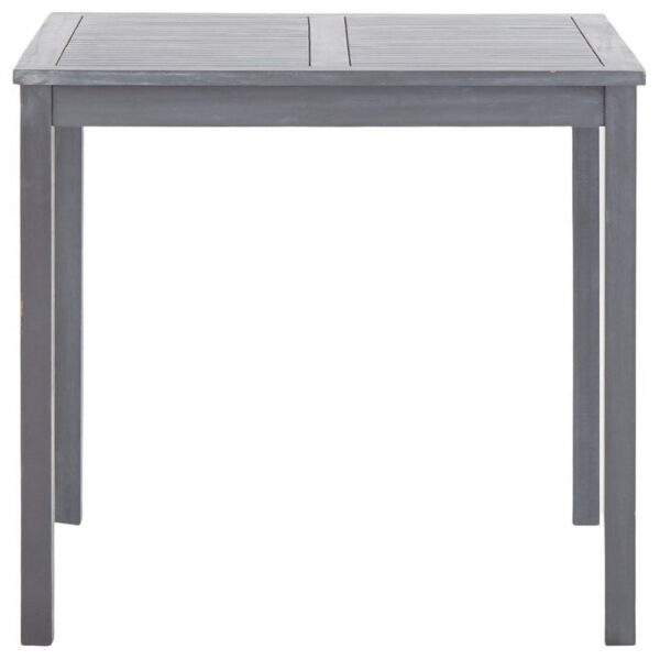 Outdoor Side End Table, 32 Inch Square Slatted Top, Sanded Gray Finish