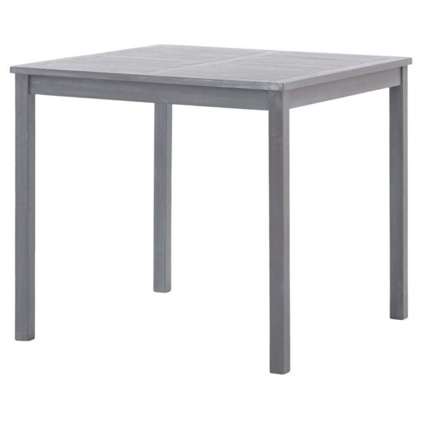 Outdoor Side End Table, 32 Inch Square Slatted Top, Sanded Gray Finish
