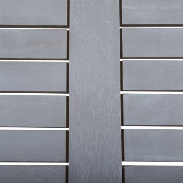 Outdoor Side End Table, 32 Inch Square Slatted Top, Sanded Gray Finish