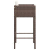4pc Outdoor Barstool Chair Set, White Cushion, Brown Rattan, 30 Inch