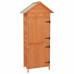Outdoor Patio Storage Cabinet, 2 Doors, Natural Brown Solid Wood