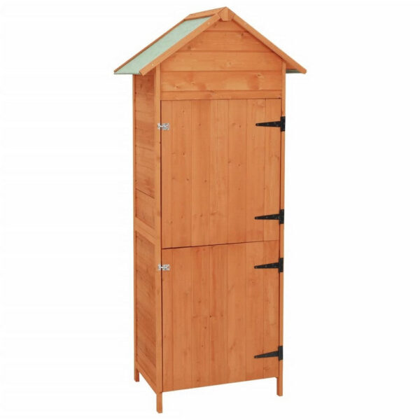 150220266991f9902f6e4.jpeg Outdoor Patio Storage Cabinet, 2 Doors, Natural Brown Solid Wood