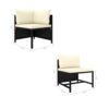 Reno Outdoor 4 Piece Modular Sofa Set, Ivory Cushions, Black Rattan