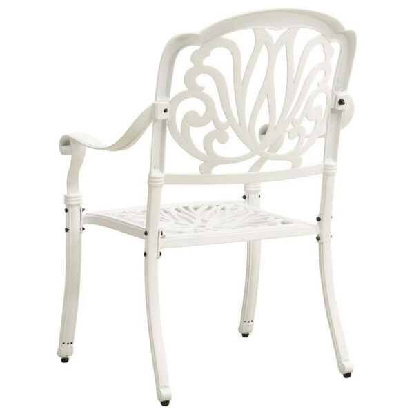 Outdoor Patio Chairs Set of 2, Floral Pattern Backrest, White Aluminum