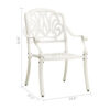 Outdoor Patio Chairs Set of 2, Floral Pattern Backrest, White Aluminum