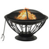Outdoor Fire Pit with Poker and Mesh Cover, 30 Inch Black Steel Frame