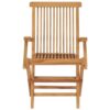 Foldable Outdoor Lounge Chair Set of 3, Slatted Back, Brown Teak Wood