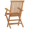Foldable Outdoor Lounge Chair Set of 3, Slatted Back, Brown Teak Wood
