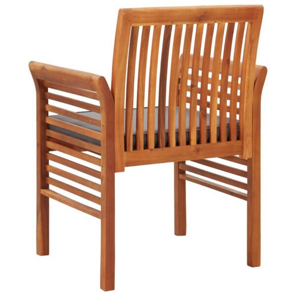Kim Outdoor Dining Chair, Slatted Solid Acacia Wood, Gray Cushion