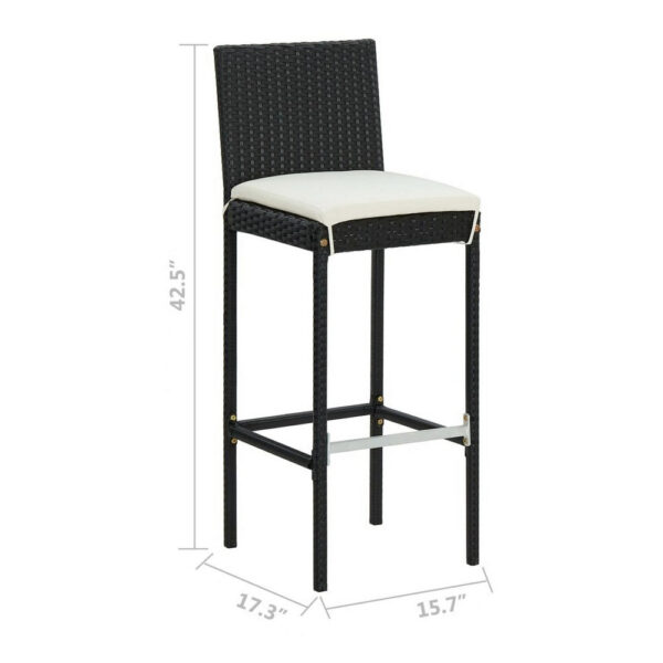 150220266991fa065bb79.jpeg Nyra Outdoor Barstool Chair Set of 2, Cream Cushions Black Poly Rattan