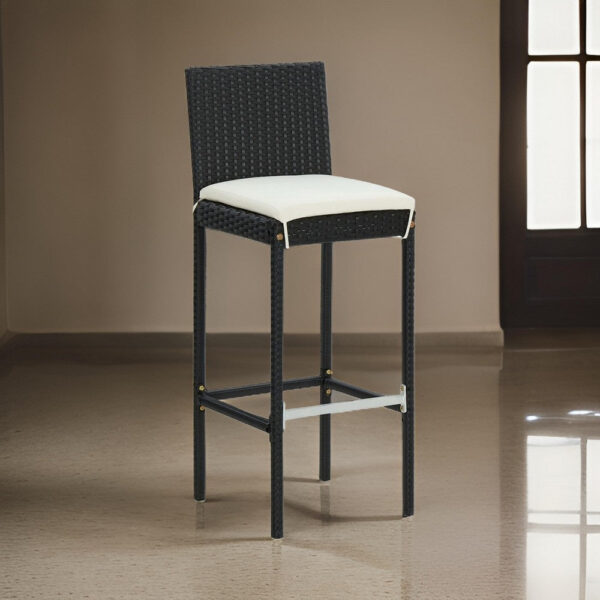 150220266991fa0a13c41.jpeg Nyra Outdoor Barstool Chair Set of 2, Cream Cushions Black Poly Rattan