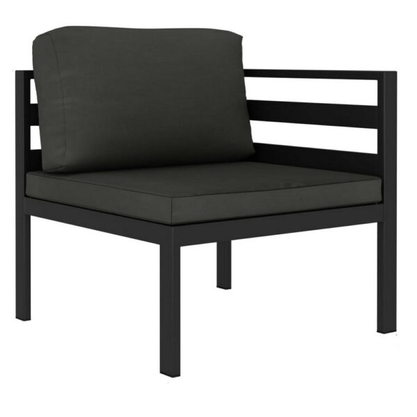 Shina 2pc Modular Outdoor Sofa Set, Black Aluminum, Polyester Fabric