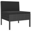 3pc Outdoor Lounge Set, Coffee Table and Loveseat Black Poly Rattan