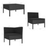 3pc Outdoor Lounge Set, Coffee Table and Loveseat Black Poly Rattan