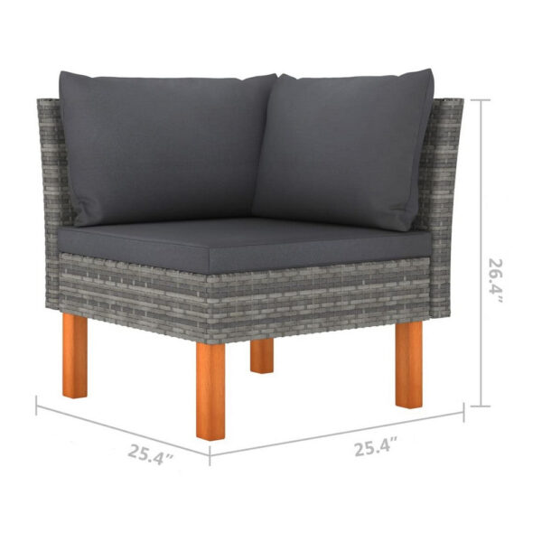 Casey 2pc Modular Outdoor Corner Loveseat, Gray Rattan Fabric Cushions