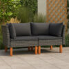 Casey 2pc Modular Outdoor Corner Loveseat, Gray Rattan Fabric Cushions