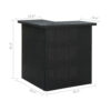 Outdoor Corner Bar Table, 3 Shelves, Black Rattan and Steel, 41 Inch