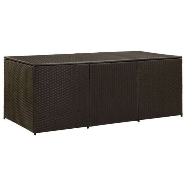 Outdoor Storage Box, Brown Rattan, 71 Inch Powder Coated Steel Frame