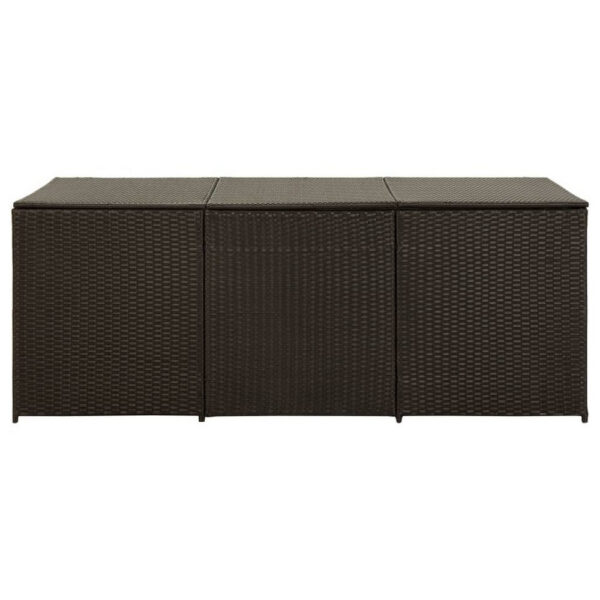 Outdoor Storage Box, Brown Rattan, 71 Inch Powder Coated Steel Frame