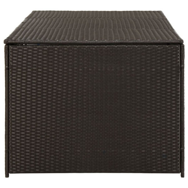 Outdoor Storage Box, Brown Rattan, 71 Inch Powder Coated Steel Frame