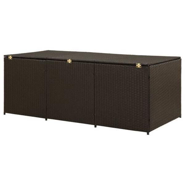 Outdoor Storage Box, Brown Rattan, 71 Inch Powder Coated Steel Frame