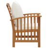 Mia Outdoor Chair Set of 2, White Fabric, Brown Wood, Slatted Design