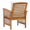 Mia Outdoor Chair Set of 2, White Fabric, Brown Wood, Slatted Design