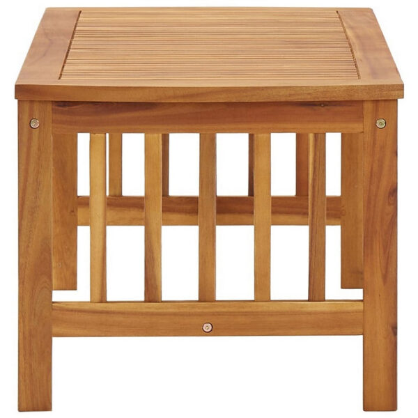 Mia Coffee Table, Brown Acacia Wood, Slatted Rectangular 40 Inch