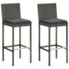 150220266991fb10b6be6.jpeg Outdoor Barstool Chair Set of 2, Gray Rattan, Black Fabric Cushions