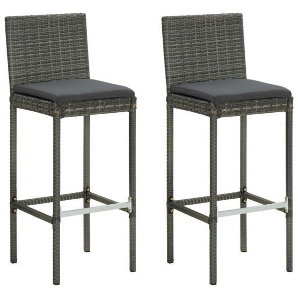 150220266991fb10b6be6.jpeg Outdoor Barstool Chair Set of 2, Gray Rattan, Black Fabric Cushions