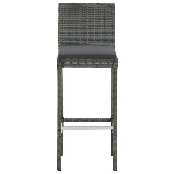 150220266991fb15bc401.jpeg Outdoor Barstool Chair Set of 2, Gray Rattan, Black Fabric Cushions
